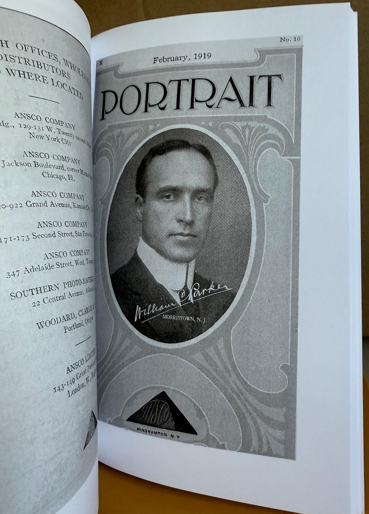 Portrait, Volume X. 1918-1919. Features on portrait photographers.