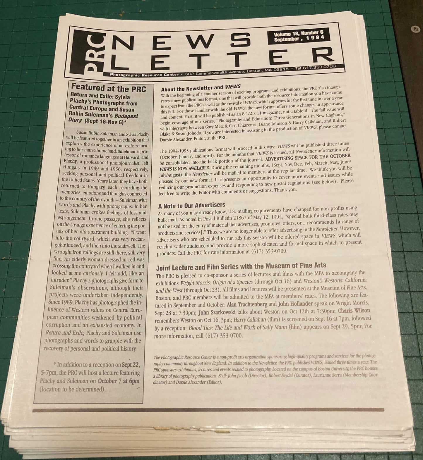 Photographic Resource Center Newsletters, 1986–1997. 100+ issues.