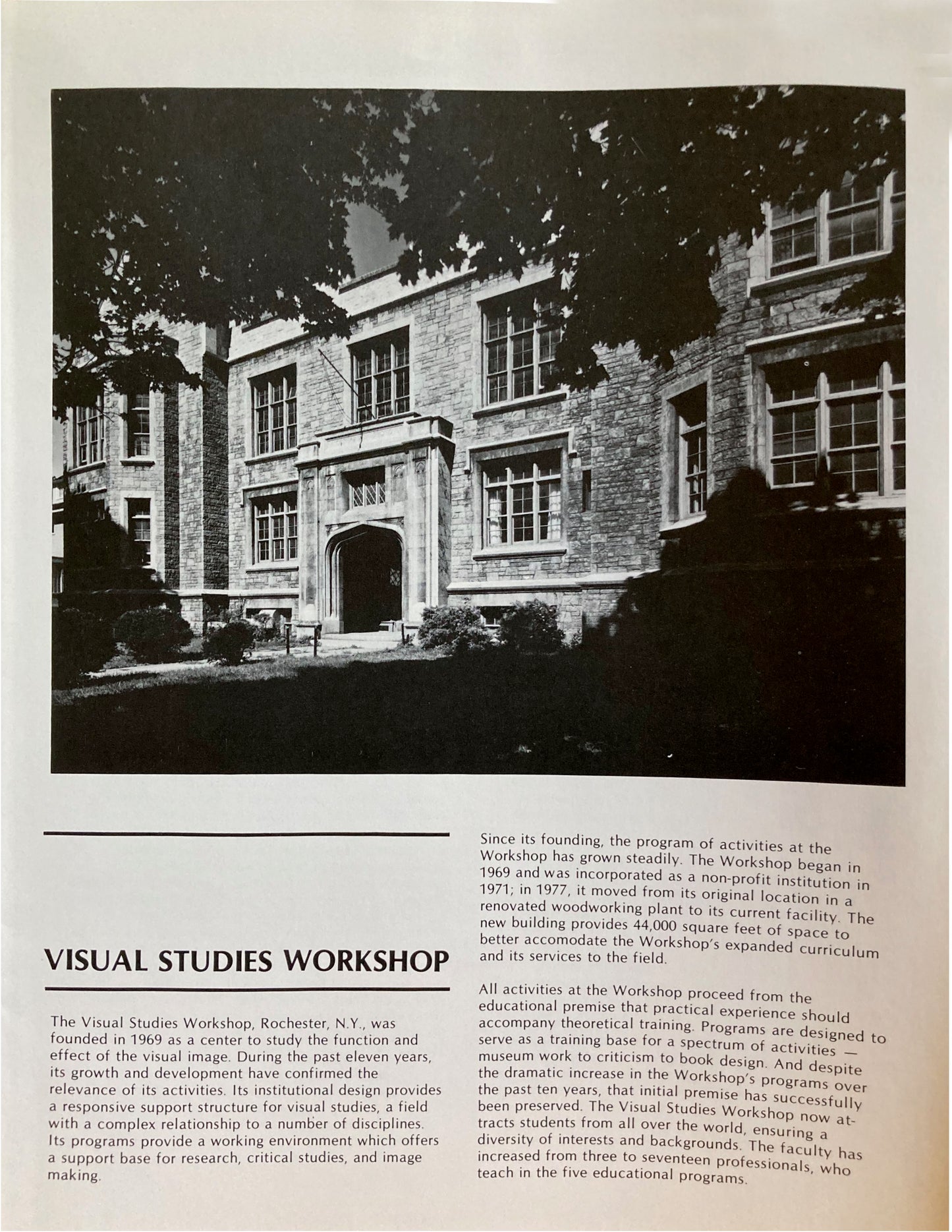 Visual Studies Workshop. Tenth Anniversary Poster and 6 other publications, 1977-1980s.