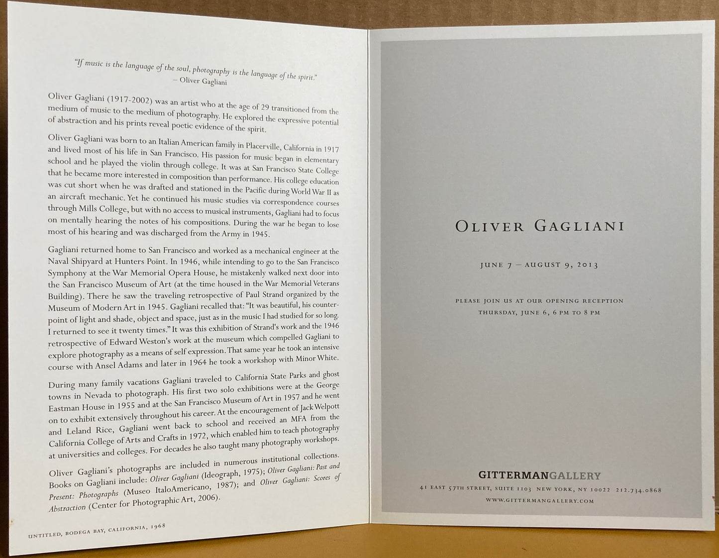 Gagliani, Oliver. Oliver Gagliani: Scores of Abstraction, Lux VI. Photographs by Oliver Gagliani.