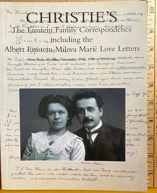 Einstein, Albert. The Einstein Family Correspondence including the Albert Einstein-Mileva Marić Love Letters. Christie’s New York. November 25, 1996. Auction 8572.