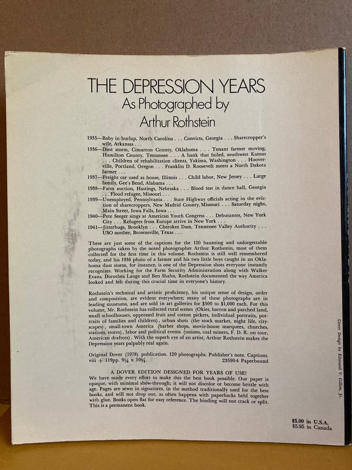 Rothstein, Arthur.  The Depression Years As Photographed by Arthur Rothstein. 120 Photos.