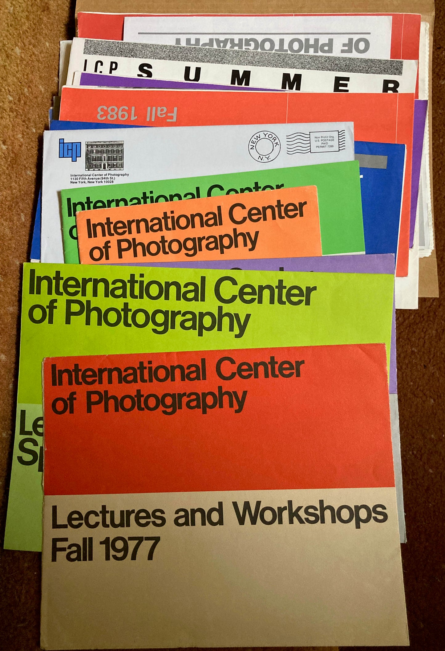 International Center of Photography. Photography Lectures and Workshops. 21 catalogs, 1975–1989.