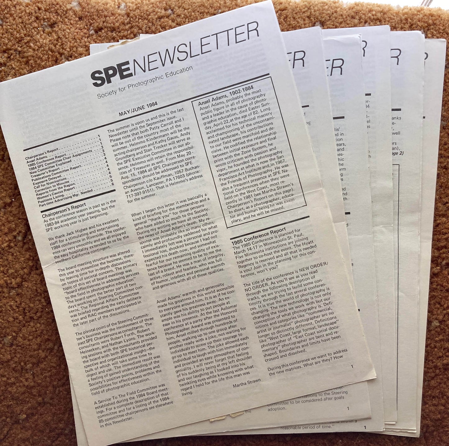 Society for Photographic Education. SPE Newsletter, 1981-1986.