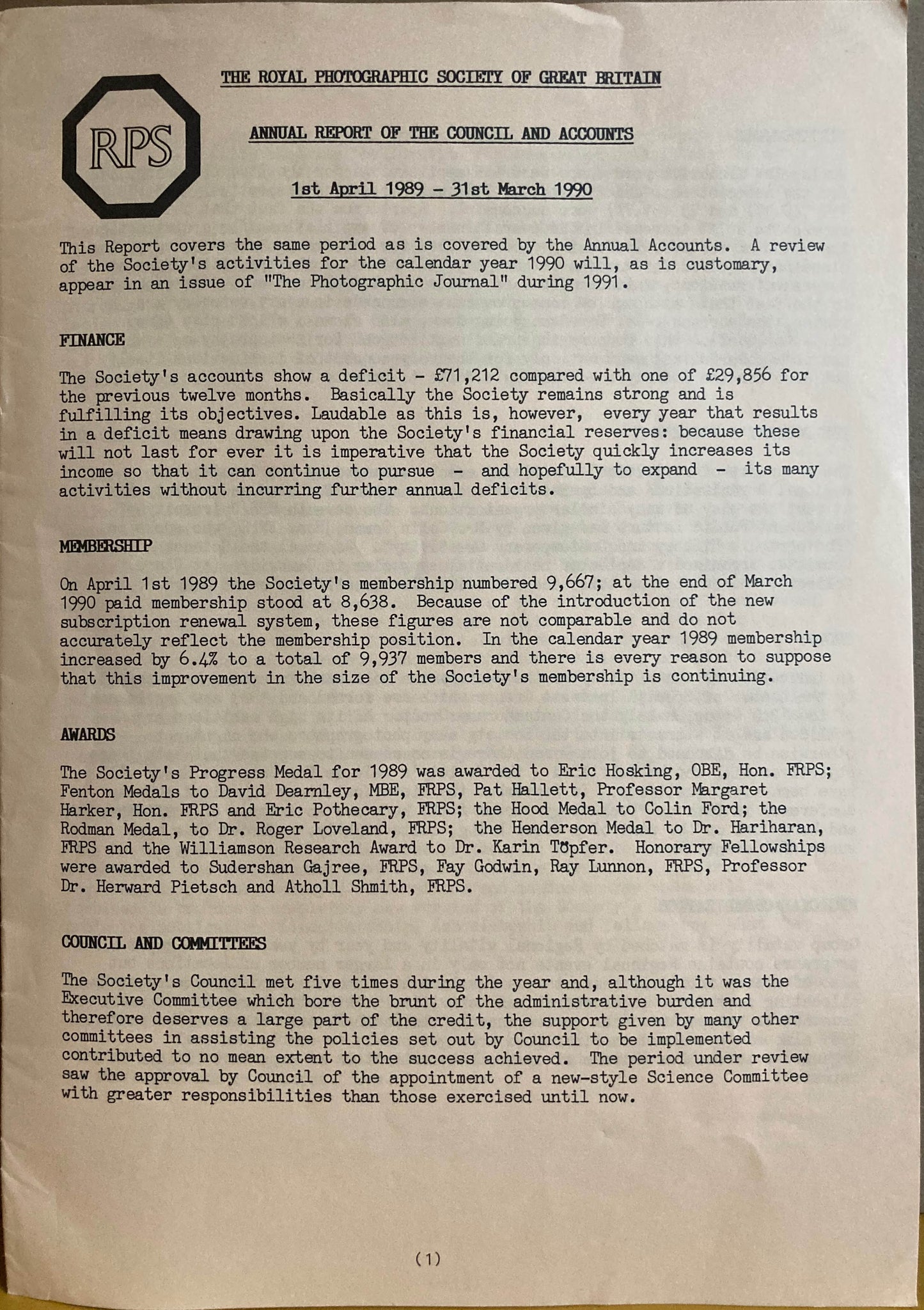 Royal Photographic Society. Newsletters and brochures, 1985–1992.