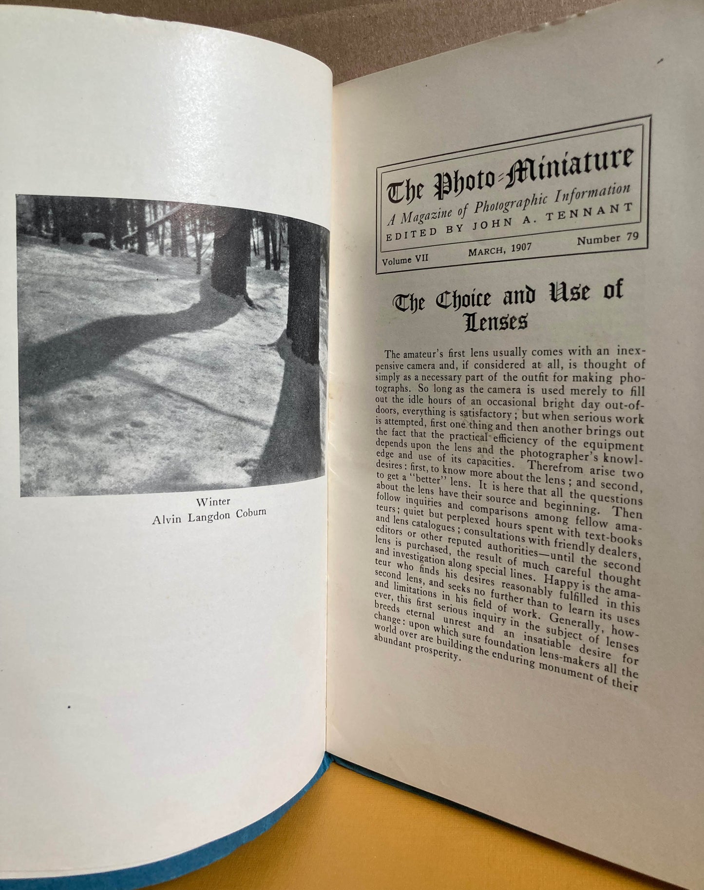 Lenses.  The Photo Miniature. The Choice and Use of Photographic Lenses.  Volume VII, March 1907, Number 79.