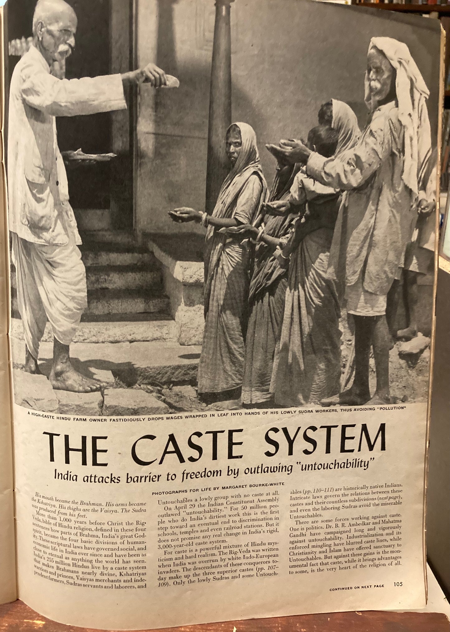 Bourke-White, Margaret.  "The Caste System in India," in LIFE magazine, May 19, 1947.