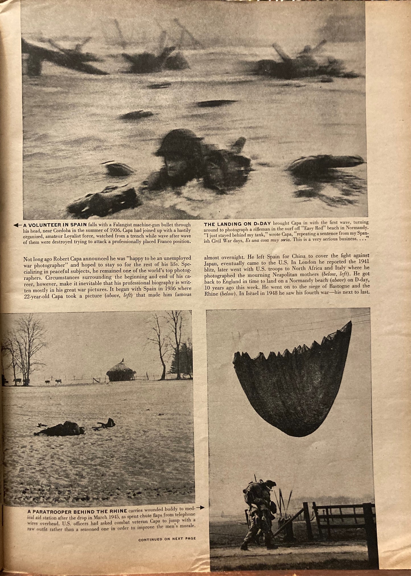 Capa, Robert.  Death of Robert Capa and his last photos in Indochina, in LIFE magazine, June 7, 1954.