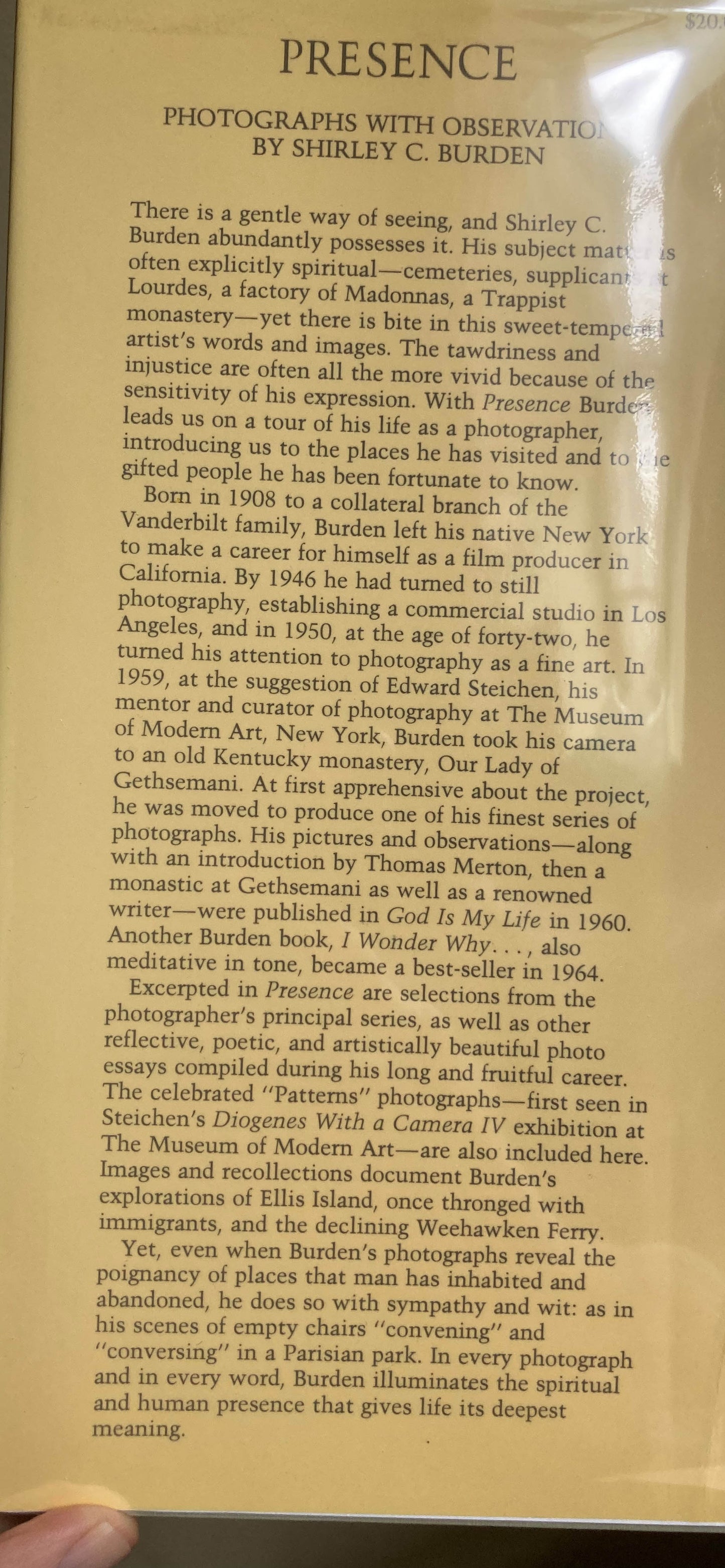 Burden, Shirley C. Presence: Photographs by Shirley C. Burden.