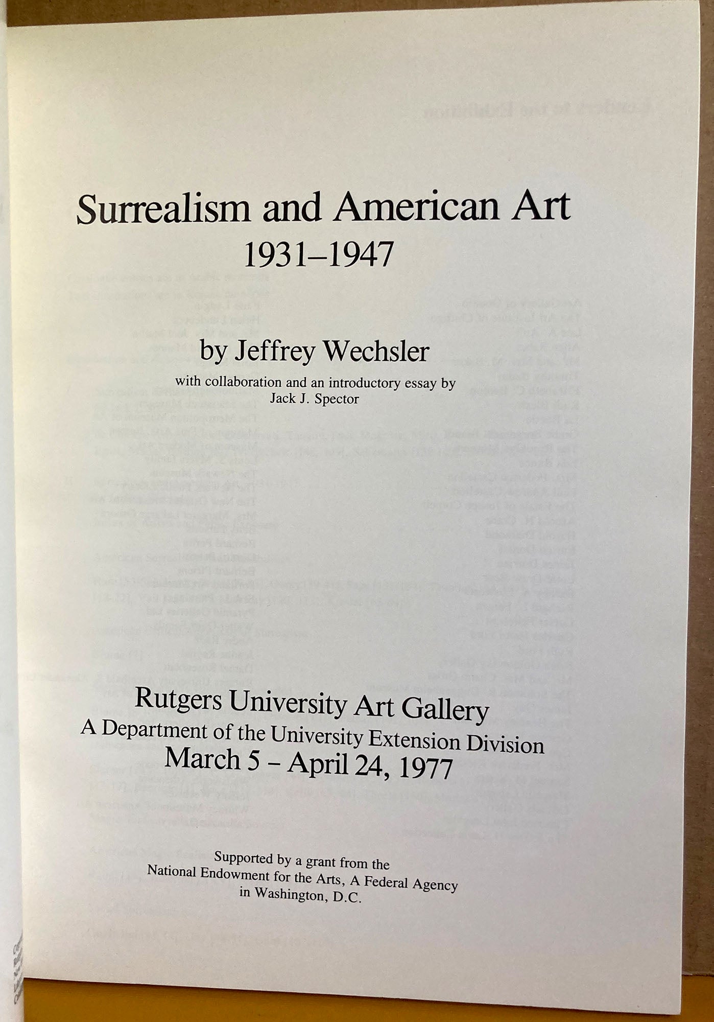 Surrealism.  Surrealism and American Art, 1931–1947 by Jeffrey Wechsler.  Exhibition catalog.