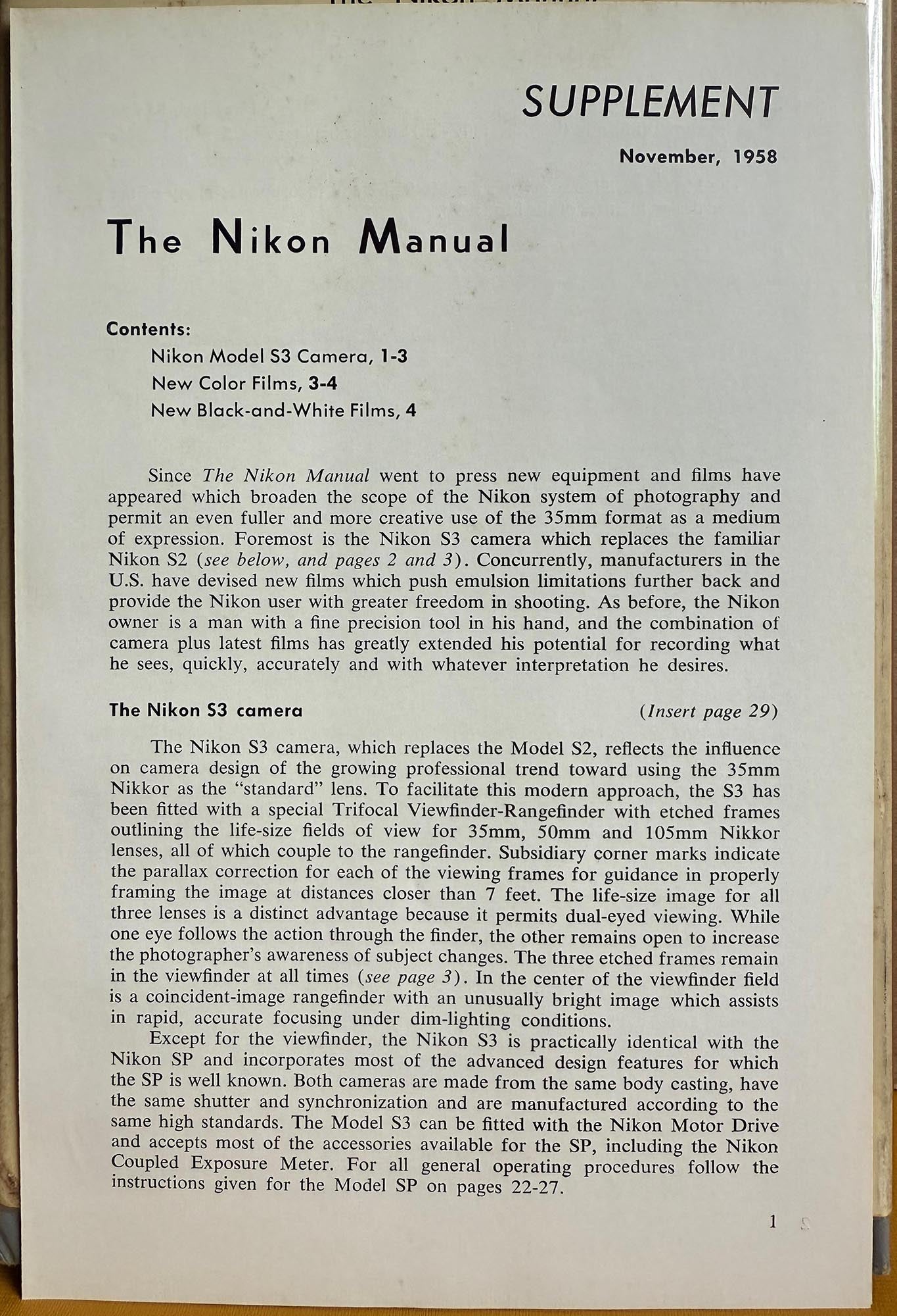 The Nikon Manual.  A Complete Handbook of 35mm Technique.  Including the new Nikon SP, Nikon S2, Nikon S by George B. Wright.