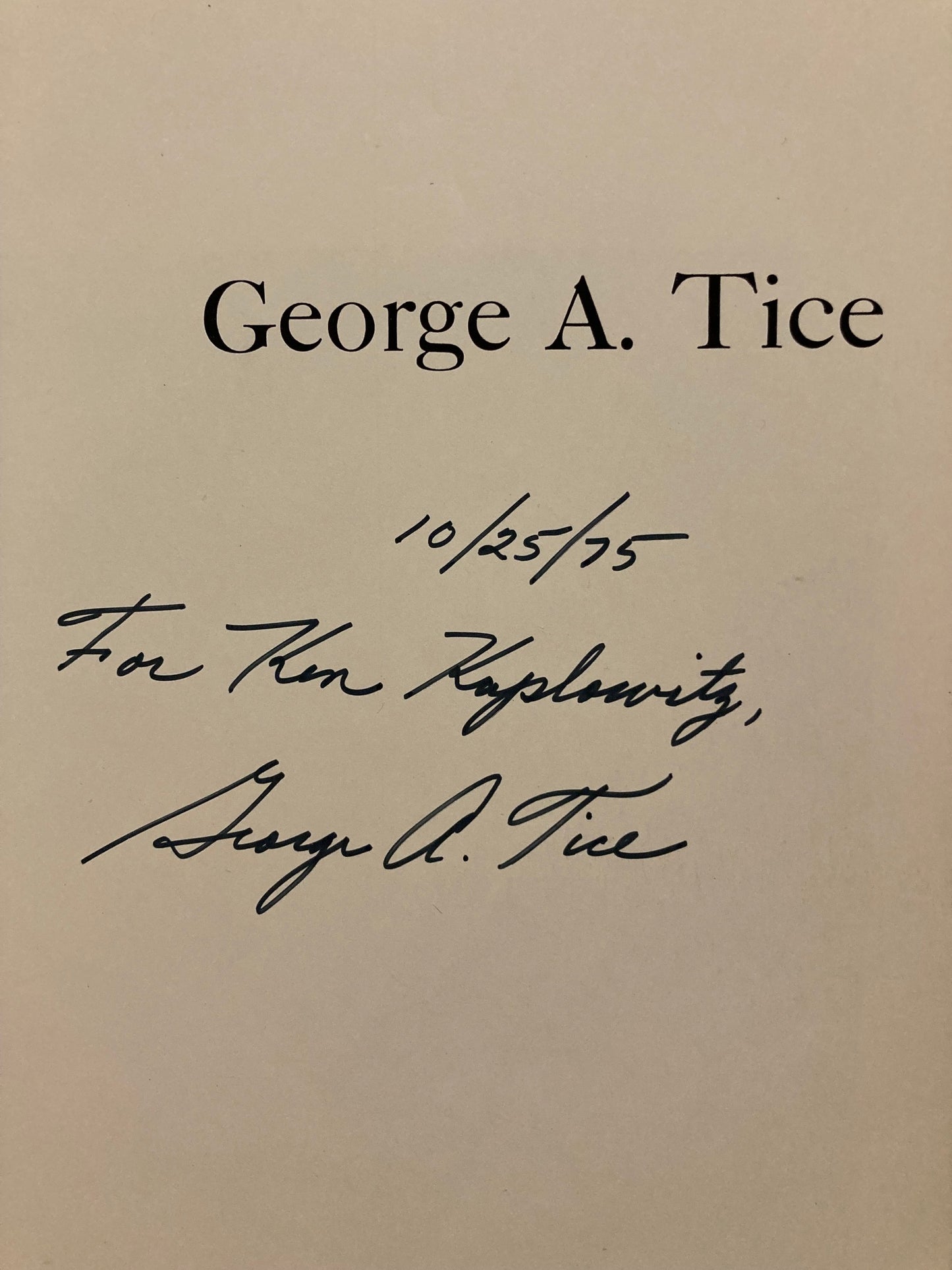 Tice, George. George A. Tice Photographs, 1953–1973. Signed.