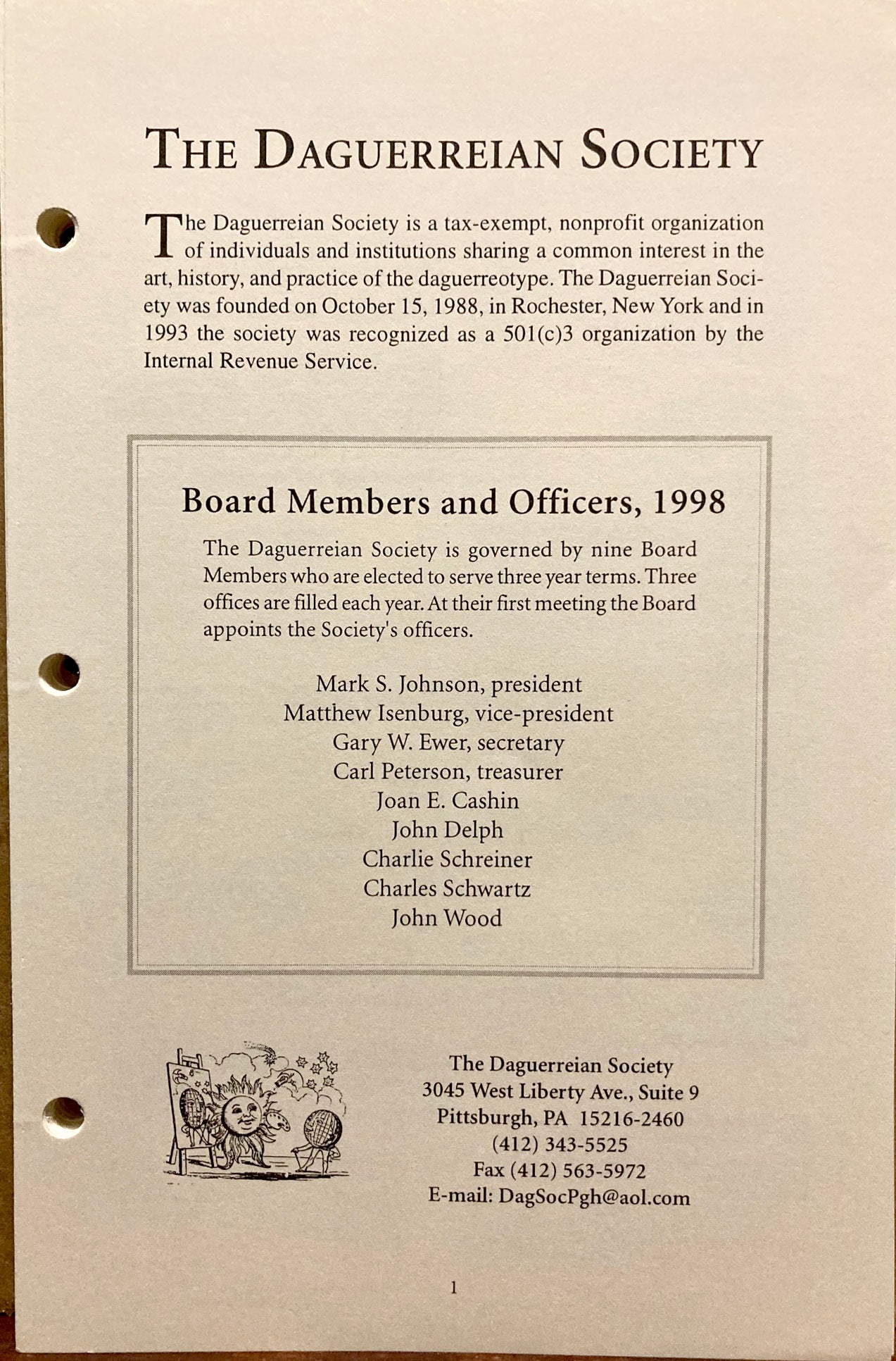 Daguerreotype Society Membership Directory, 1998.