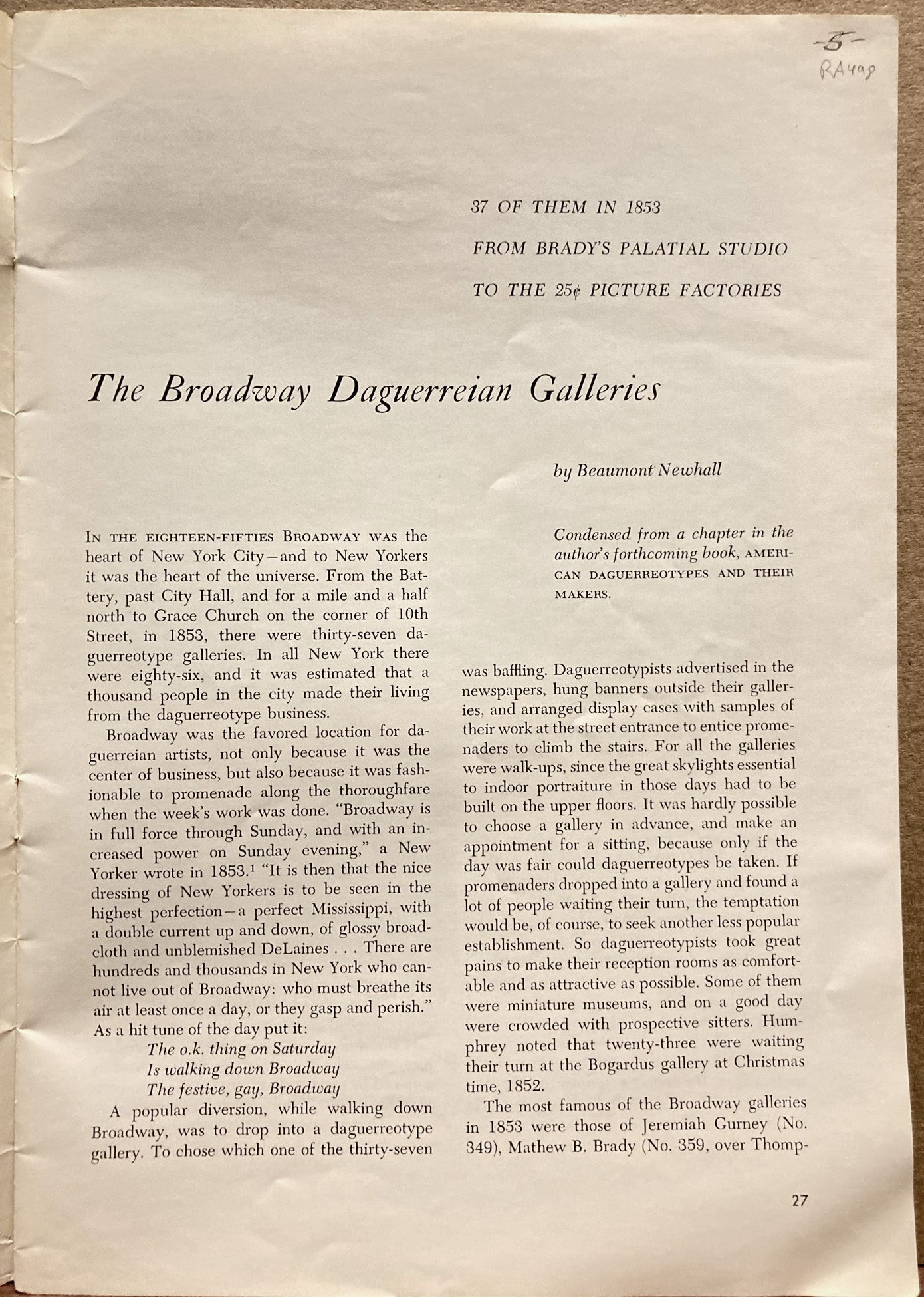 Daguerreotypes. Image, the Journal of the George Eastman House of Photography. Volume 5, Number 1, January 1956.