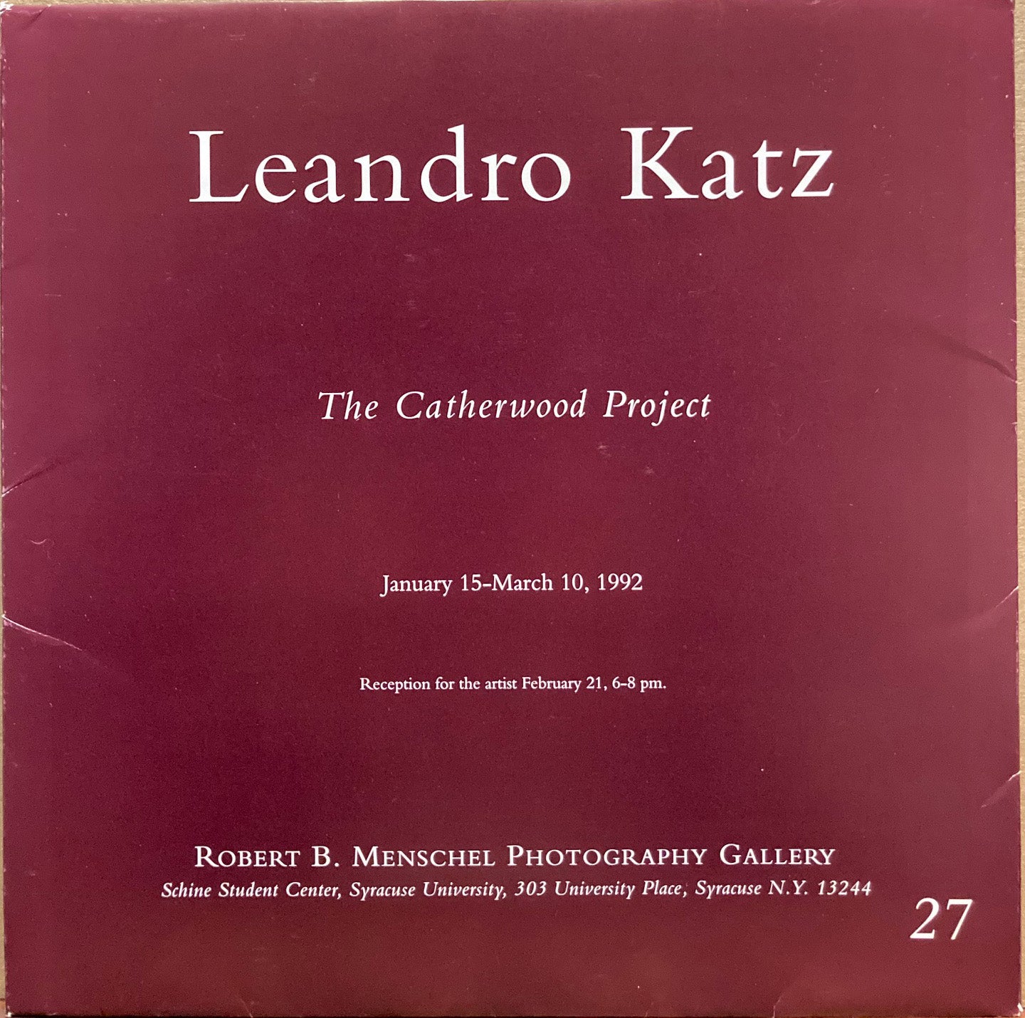 Katz, Leandro. Leandro Katz: The Catherwood Project, January 15-March 10, 1992.