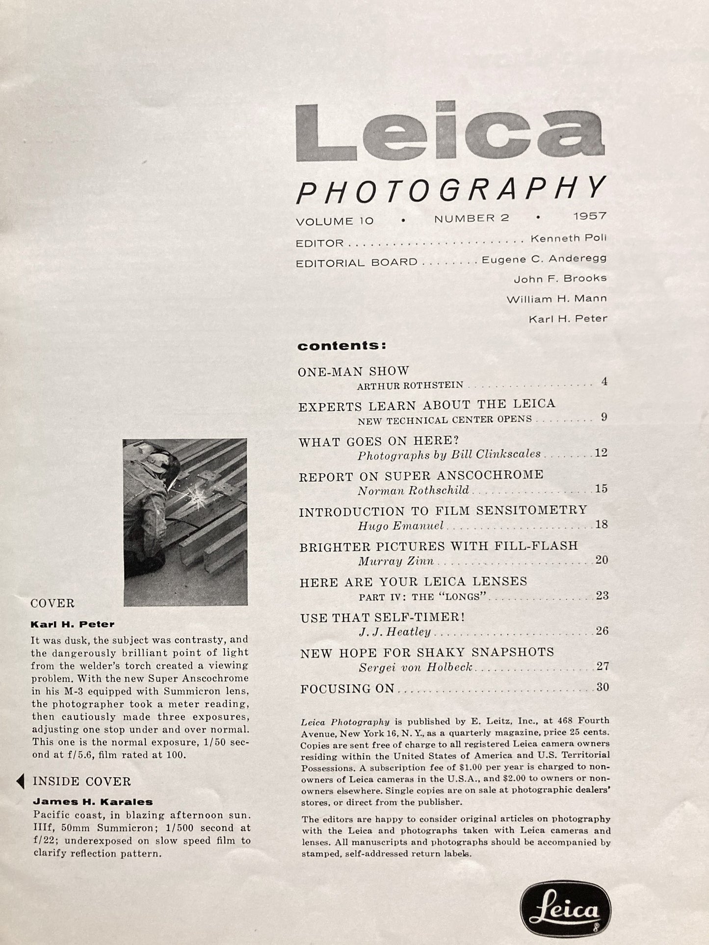 Leica. Leica Photography. Volume 10, No. 2, 1957. Arthur Rothstein feature.