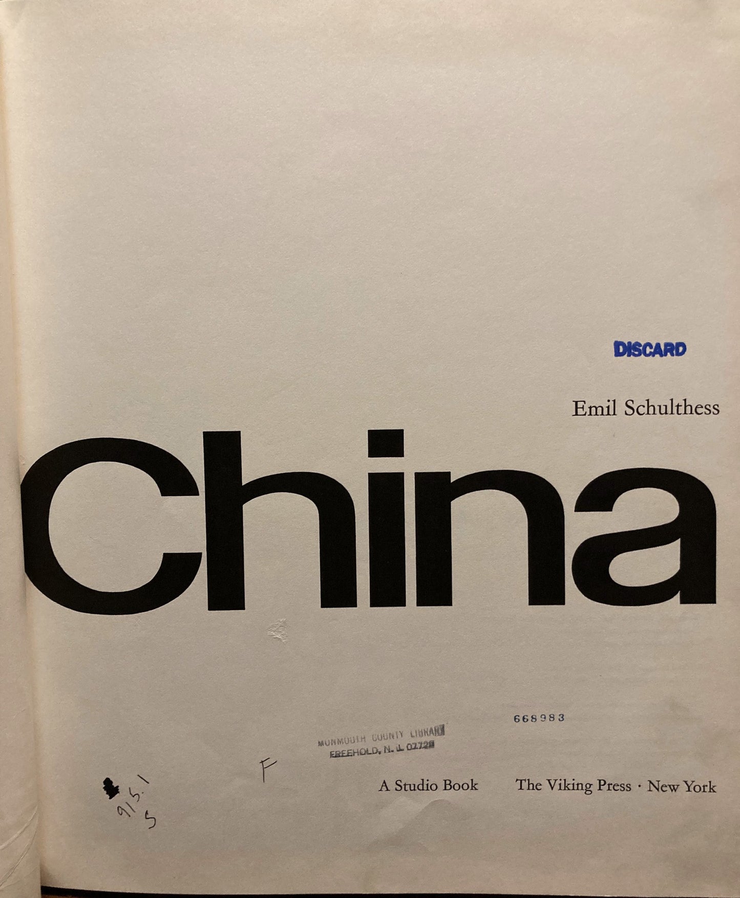 Schulthess, Emil. China by Emil Schulthess.