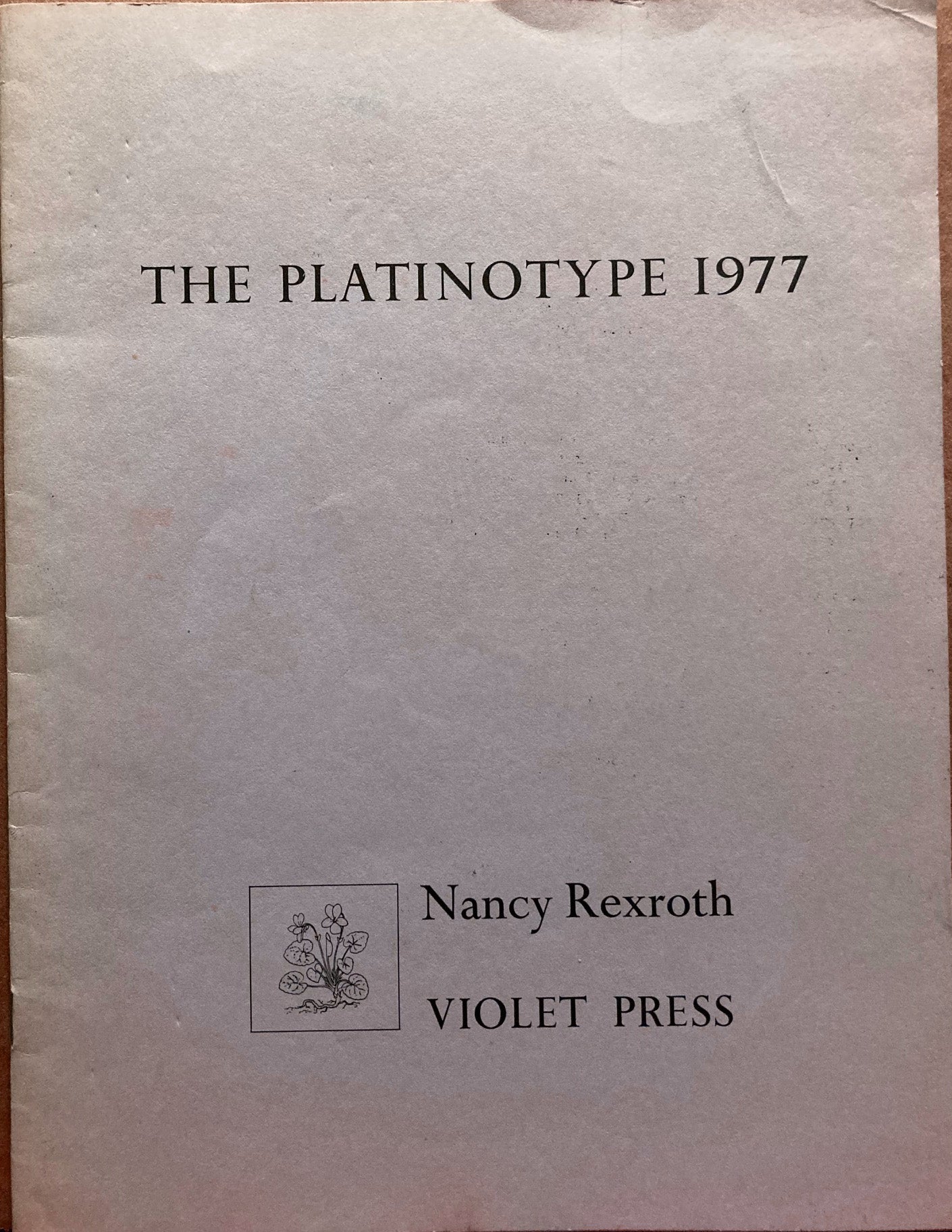 Platinum Prints. The Platinotype 1977 by Nancy Rexroth.