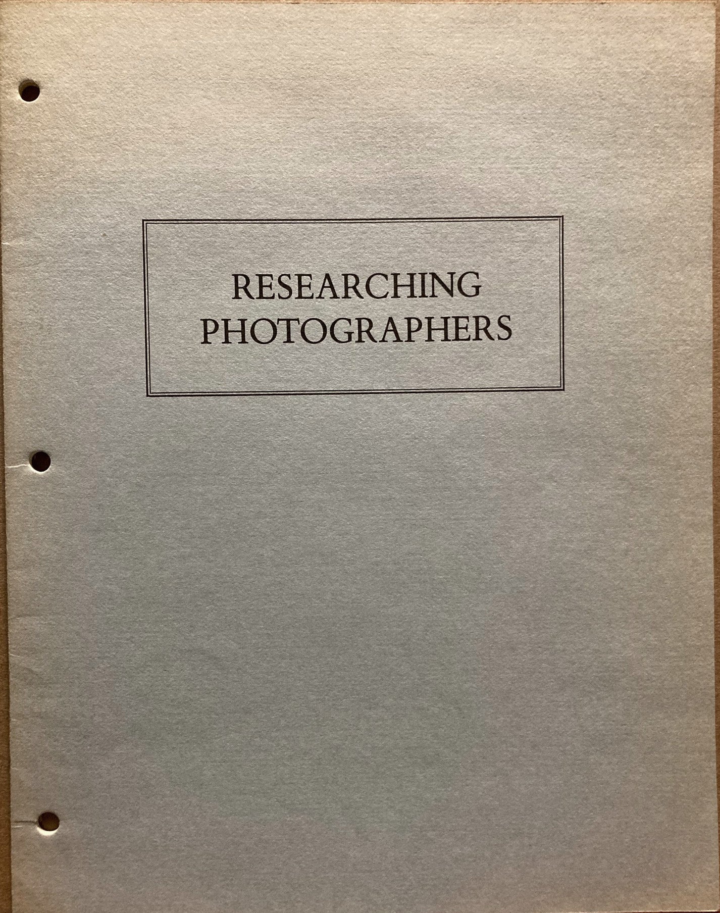 Researching Photographers by Amy Stark.