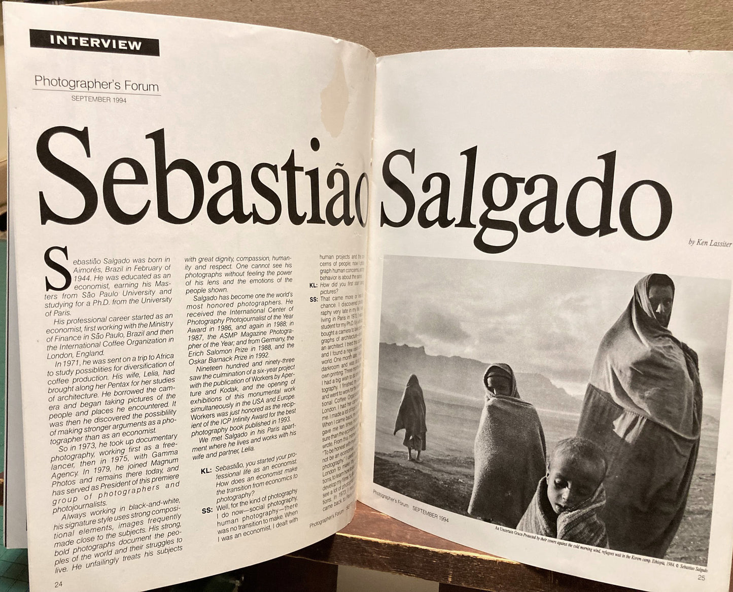 Salgado, Sebastiao. Photographer's Forum. Vol. 16, No. 4, September 1994. Featuring Sebastio Salgado.