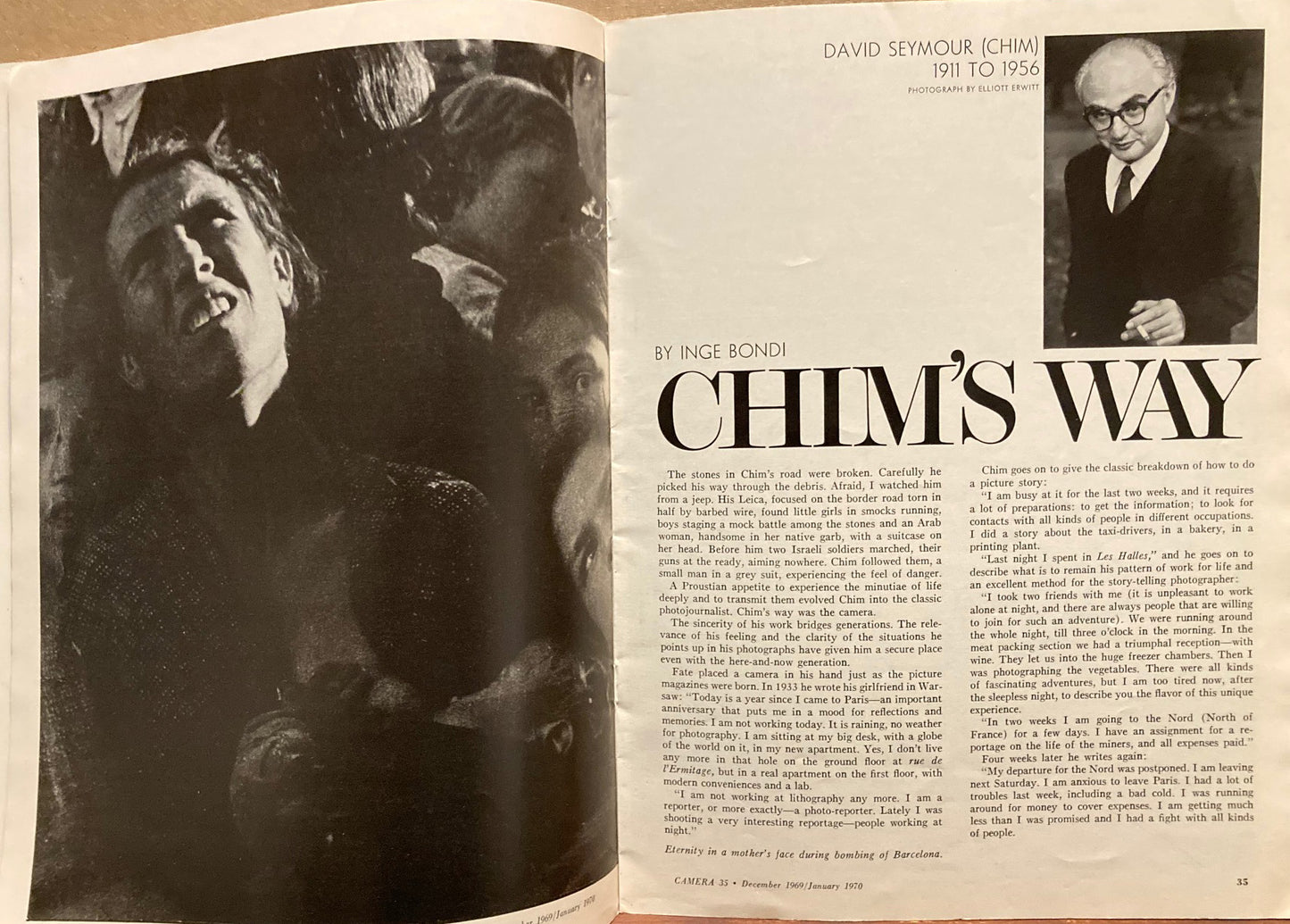 Seymour, David. "Chim's Way" by Inge Bondi in Camera 35, January 1970.