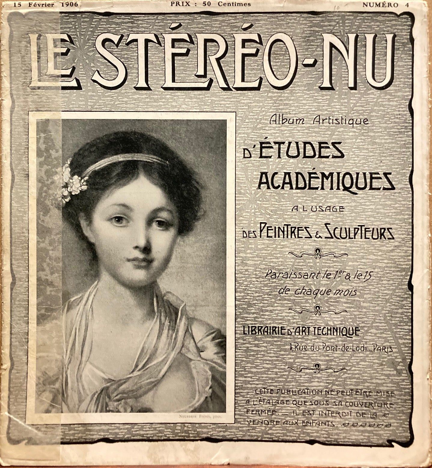 Stereographs. Le Stereo-Nu. Numero 4. 15 Febrier 1906. Stereoviews of nude women.