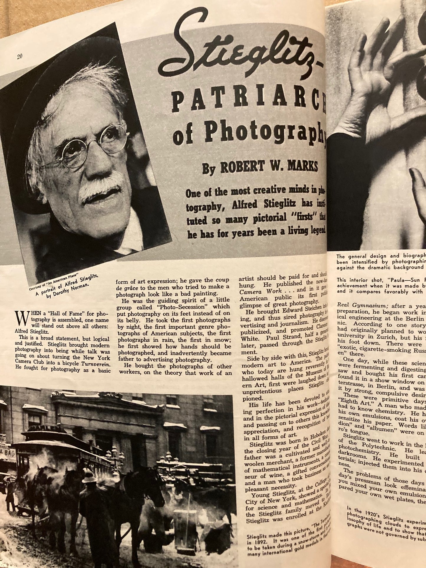 Stieglitz, Alfred. “Stieglitz - Patriarch of Photography” in Popular Photography, 6:4, April 1940.