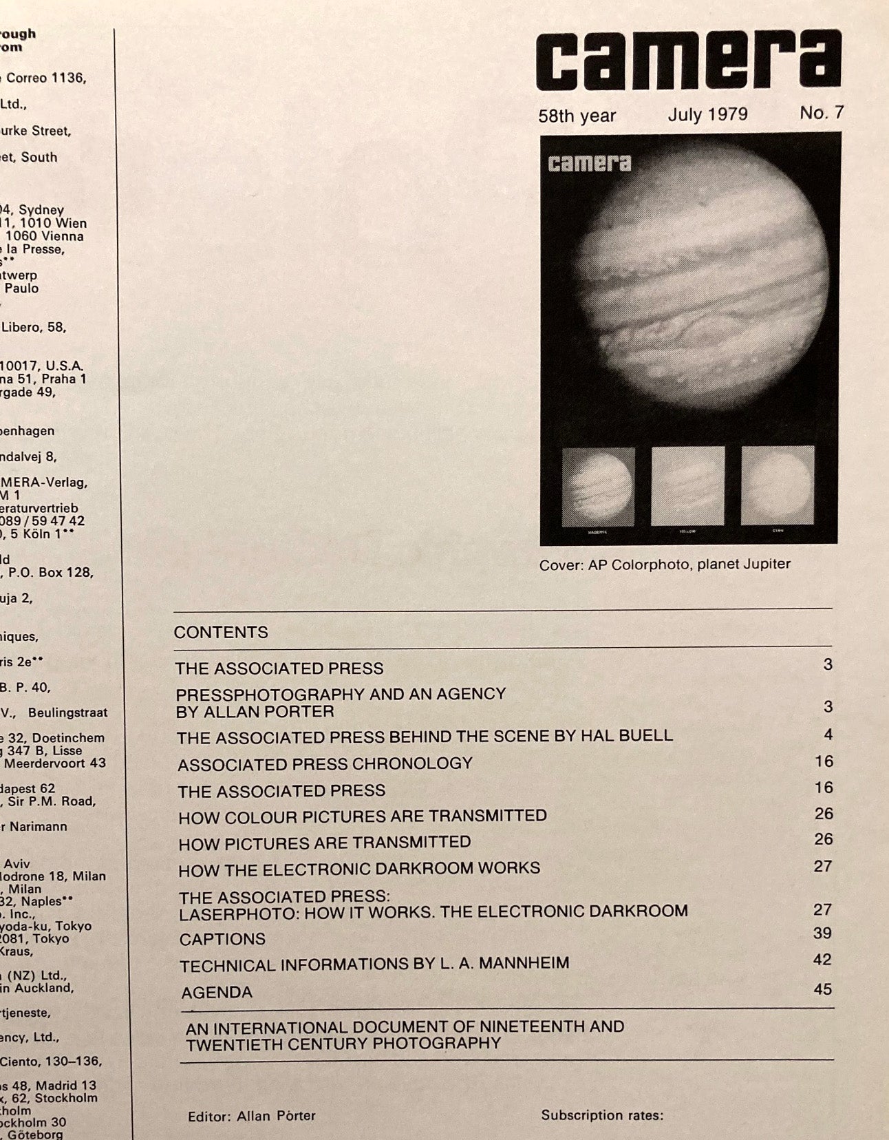 Camera, July 1979. Associated Press special issue. Volume 58, Number 7. Photojournlism.