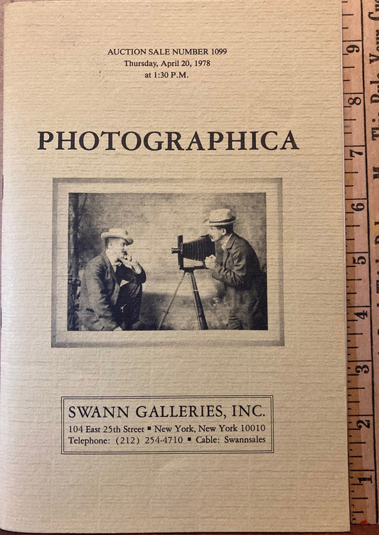 Swann Auction Catalog.  Photographica.  April 20, 1978. Sale 1099.