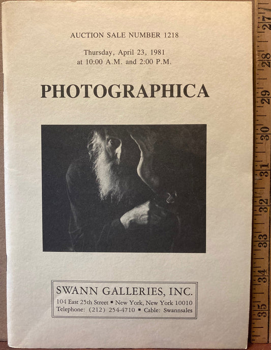 Swann Auction Catalog.  Photographica. April 23, 1981. Sale 1218.