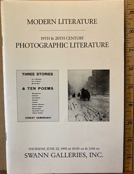 Swann Auction Catalog. Modern Literature and 19th & 20th Century Photographic Literature. June 22, 1995. Sale 1697.